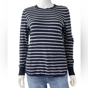 The Cashmere Project 100% Cashmere Striped Pullover Crewneck Sweater Blue Sz M